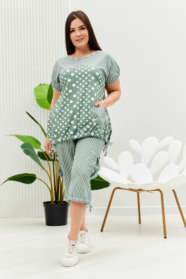 Костюм 9204 полоса горох хаки