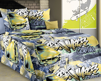 Постельное белье Уличные гонки 1 Перкаль мультиколор